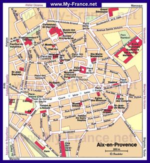Карта Экс-ан-Прованса с достопримечательностями