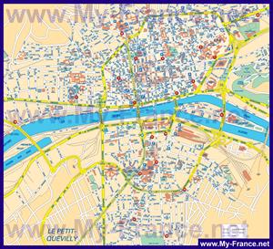Подробная карта города Руан с достопримечательностями